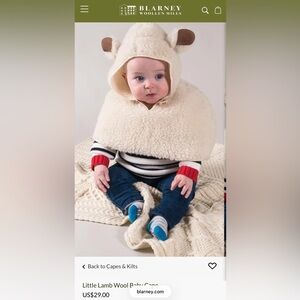 Sheep by the Sea Wool Baby Cape NWT
